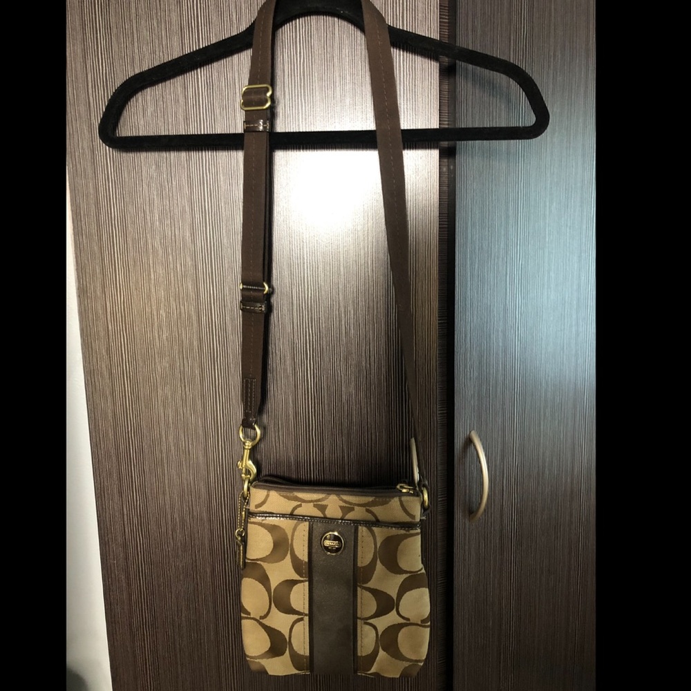 Brown/neutral Coach crossbody purse